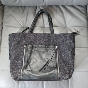 Allsaints Fler De Lis East West Wool Leather Tote